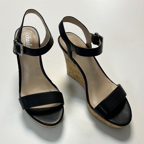 Charles by Charles David black cork  bottomed platform - Picture 1 of 10